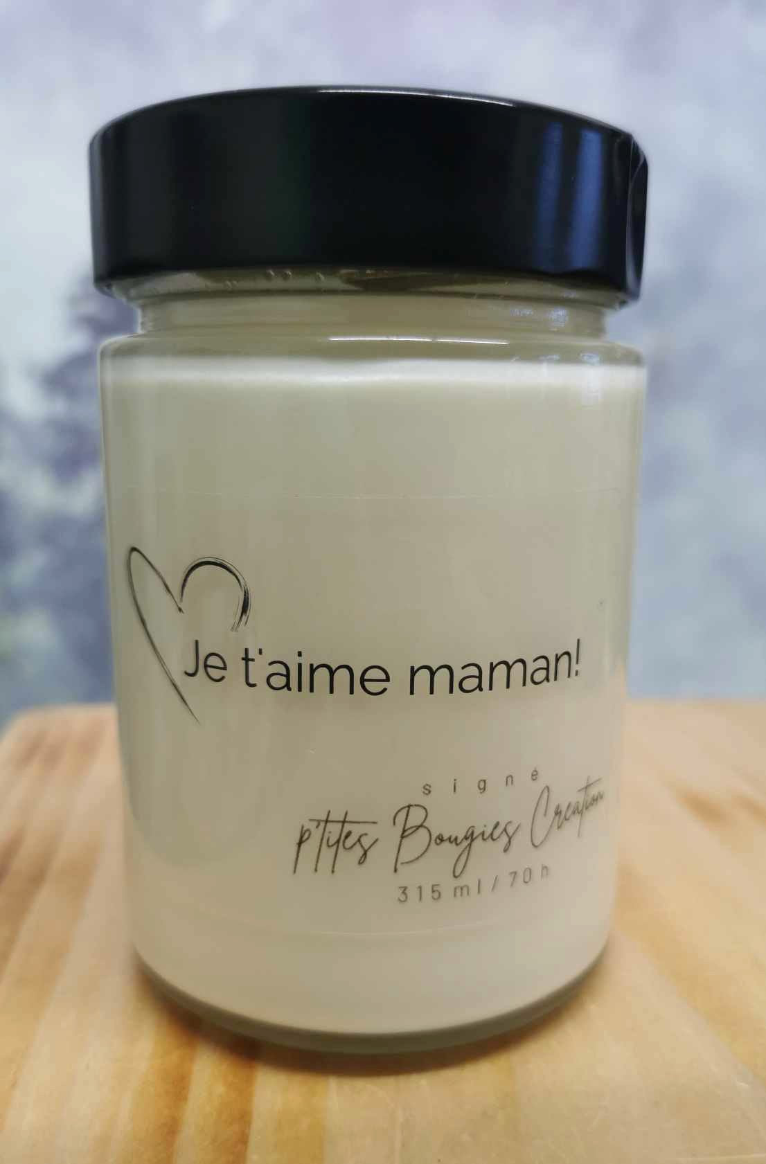 Chandelle de soya - Je t'aime maman - P'tites Bougies Création - 315ml